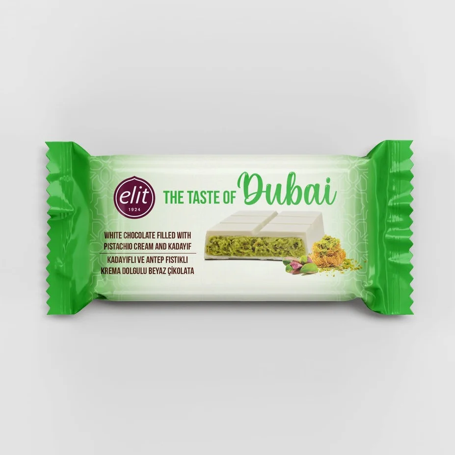 Elit Dubái chocolate blanco y pistacho