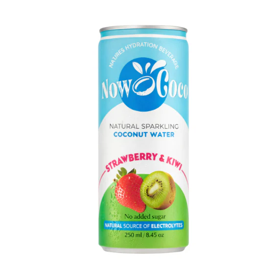 Now Coco Agua de Coco con Gas Fresa y Kiwi